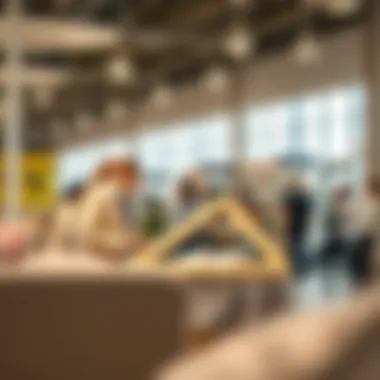 Shoppers Engaging with Home Furniture at IKEA Interior view of IKEA with shoppers exploring home furniture