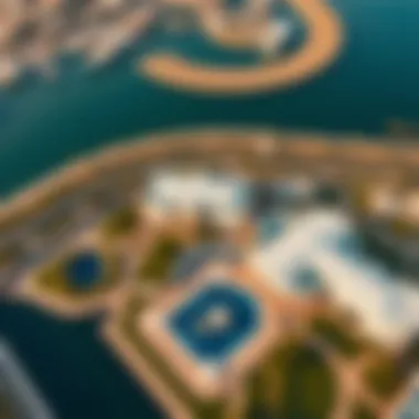 Aerial Perspective of Jumeirah Islands Pavilion Aerial view capturing the Jumeirah Islands community and Pavilion's surroundings