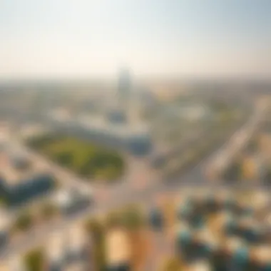 Aerial Perspective of Khalidiya Aerial view of Khalidiya highlighting residential and commercial zones
