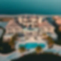 A breathtaking aerial view of a luxurious mansion in Dubai showcasing its grandeur.