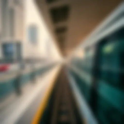 Dubai Metro Elevated Tracks A panoramic view of the Dubai Metro elevated tracks showcasing modern architecture