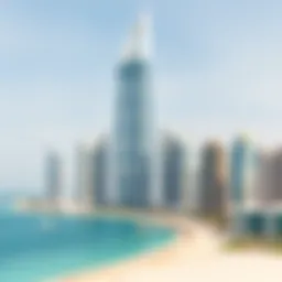 Stunning view of Palm Tower amidst Dubai's skyline