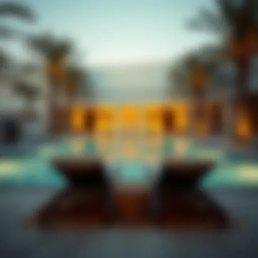 Serene Ambiance of a Private Pool in Abu Dhabi Luxurious private pool setting at a hotel in Abu Dhabi
