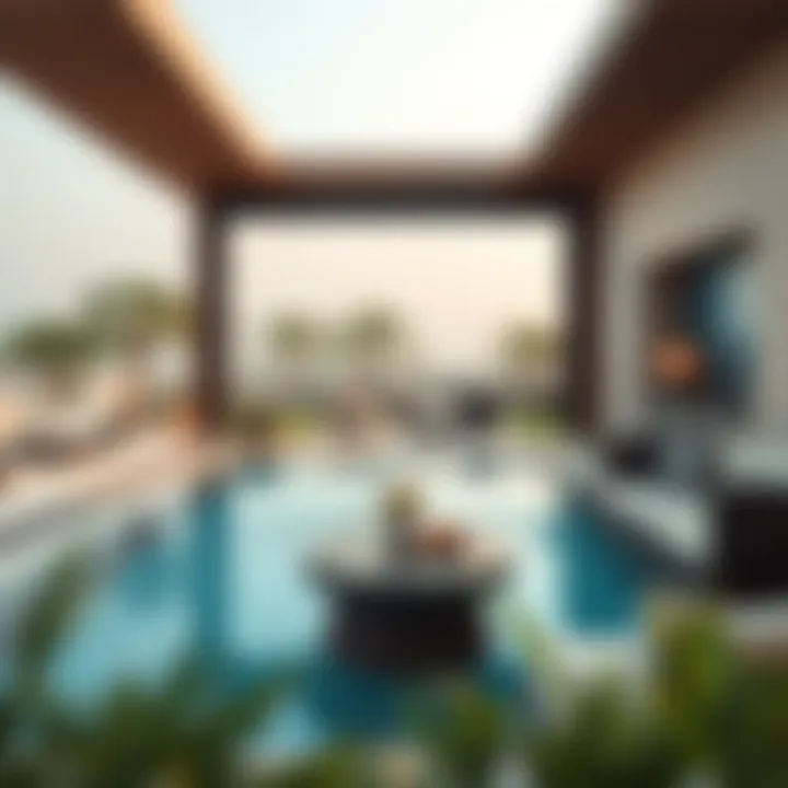 Tranquil Lounge Area Overlooking the Pool Relaxing lounge area adjacent to a private pool