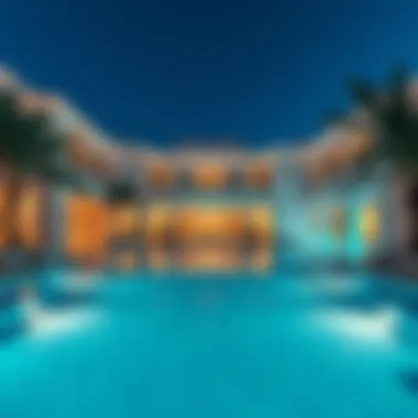 Architectural Marvel of a Private Pool Hotel View of a stunning hotel exterior with private pool
