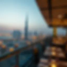 Stunning skyline view from a Dubai rooftop restaurant