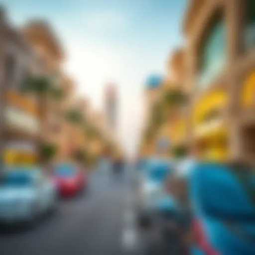 Al Barsha Street Life Vibrant street view of Al Barsha showcasing its modern architecture and amenities