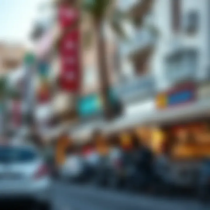 Lively Atmosphere on شارع أم سقيم A vibrant street scene along شارع أم سقيم with local shops and cafes