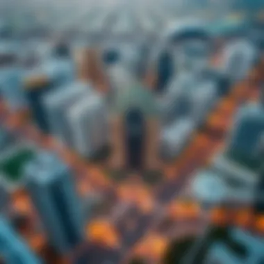 Aerial perspective of Dubai's prime locations for hotel apartments Aerial view of Dubai showcasing popular neighborhoods for short-term stays