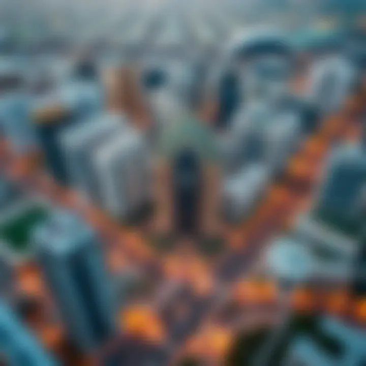 Aerial perspective of Dubai's prime locations for hotel apartments Aerial view of Dubai showcasing popular neighborhoods for short-term stays