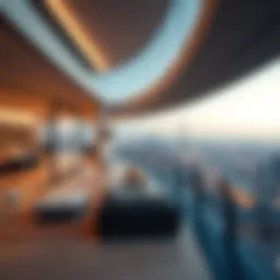 Stunning view of a luxury sky villa with panoramic cityscape