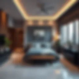 Modern studio flat interior in Rashidiya, Dubai