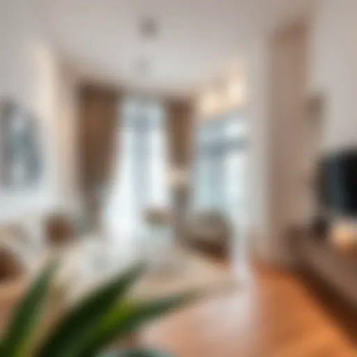 Stylish Studio Apartment in Dubai A modern studio apartment interior showcasing minimalist design and natural light