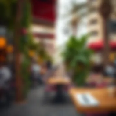 Lively Outdoor Vibes of JBR A vibrant outdoor cafe scene with greenery