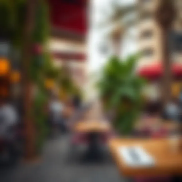 Lively Outdoor Vibes of JBR A vibrant outdoor cafe scene with greenery