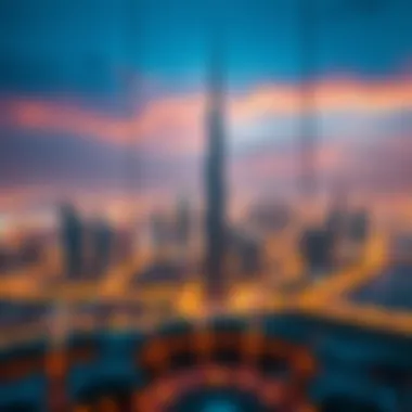Panoramic View of Dubai Skyview and Surrounding Skyline Panoramic view of Dubai Skyview with surrounding skyline