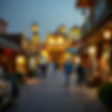 The Enchanting Golden Souk at Dusk An overview capturing the essence of the Golden Souk at dusk