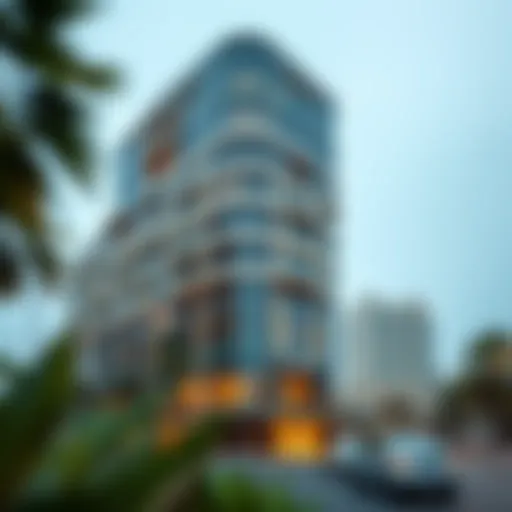 Exterior view of the iconic Karama Building showcasing its architectural design