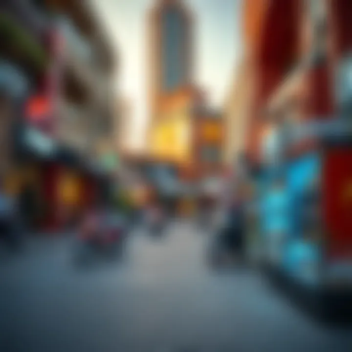 Vibrant Street Life in Al Barsha Vibrant street life in Al Barsha with cafes and shops