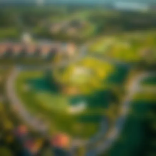Aerial View of Damac Golf Greens Aerial view of Damac Golf Greens showcasing lush landscapes