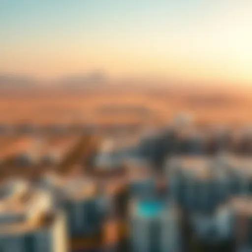 Aerial view of Ras Al Khaimah showcasing the skyline and mountains