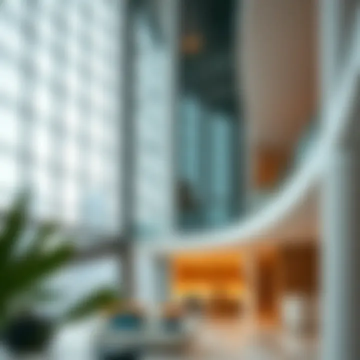 Innovative Interior Architecture Interior view of a contemporary Dubai building showcasing innovative design