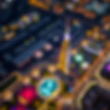 Aerial view of Dubai Garden Glow showcasing its vibrant illumination at night