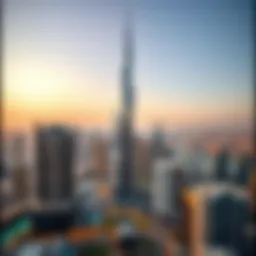 Panoramic view of the Sky Tower against the Dubai skyline