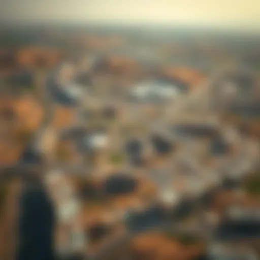 Aerial View of The Valley in Dubai Aerial view of The Valley showcasing its landscape and surrounding infrastructure