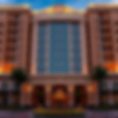 The Luxurious Facade of Indian Hotels in Dubai Luxurious Indian hotel exterior in Dubai