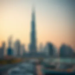 The iconic Burj Khalifa towering over the Dubai skyline