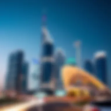 Innovative Architecture in Dubai's Skyline A modern skyline of Dubai showcasing innovative architecture