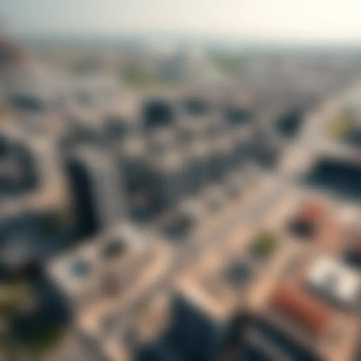 Aerial View of Urban Development in Dubai An aerial view of a bustling urban development site