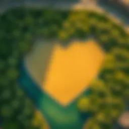 Aerial view of Love Lake showcasing its heart shape amidst lush greenery