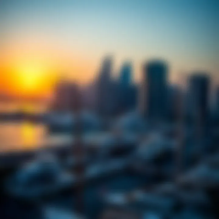 Dubai Marina Skyline at Sunset Stunning view of Dubai Marina skyline