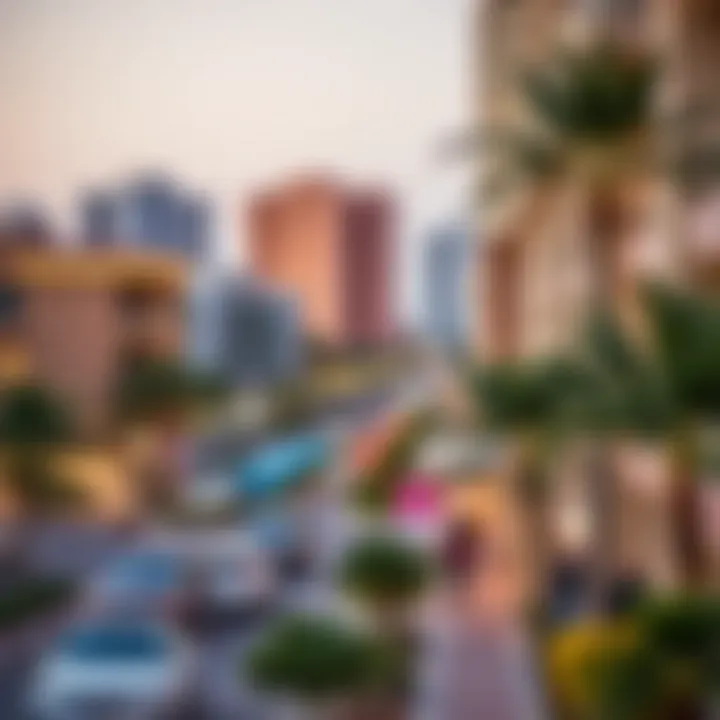 Vibrant Neighborhood of Millennium Talia Residences An overview of the vibrant neighborhood surrounding Millennium Talia Residences in Dubai.