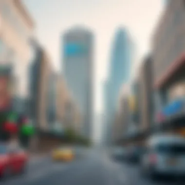 Vibrant Architecture Along Mohammed Bin Zayed Street Vibrant cityscape along Mohammed Bin Zayed Street with modern architecture