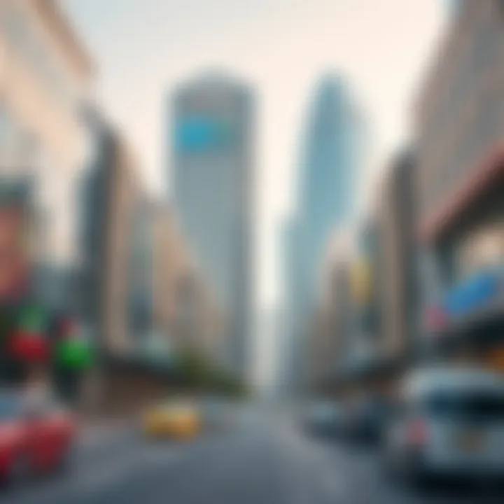 Vibrant Architecture Along Mohammed Bin Zayed Street Vibrant cityscape along Mohammed Bin Zayed Street with modern architecture