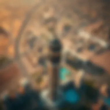 Aerial view showcasing the location dynamics of Moosa Tower