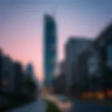 Moosa Tower: Architectural Marvel on Sheikh Zayed Road Stunning architectural view of Moosa Tower at dusk