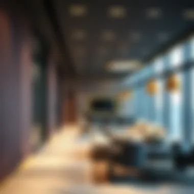 Interior design featuring modern office spaces within Moosa Tower