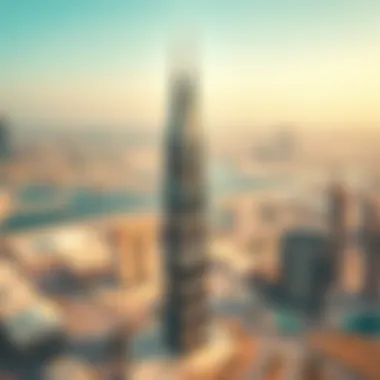 Aerial View of Najma Tower Stunning aerial view of Najma Tower highlighting its unique silhouette against the Dubai skyline