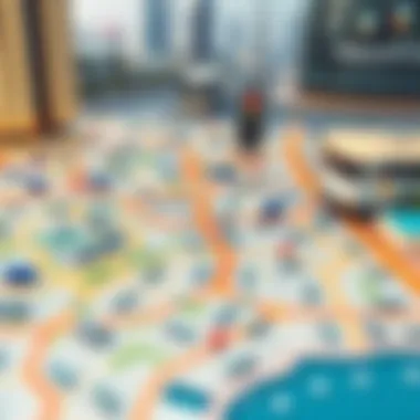 Transportation Overview in Business Bay Map highlighting key transportation links in Business Bay