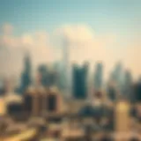 Dubai skyline view with a focus on iconic landmarks