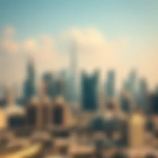 Dubai skyline view with a focus on iconic landmarks