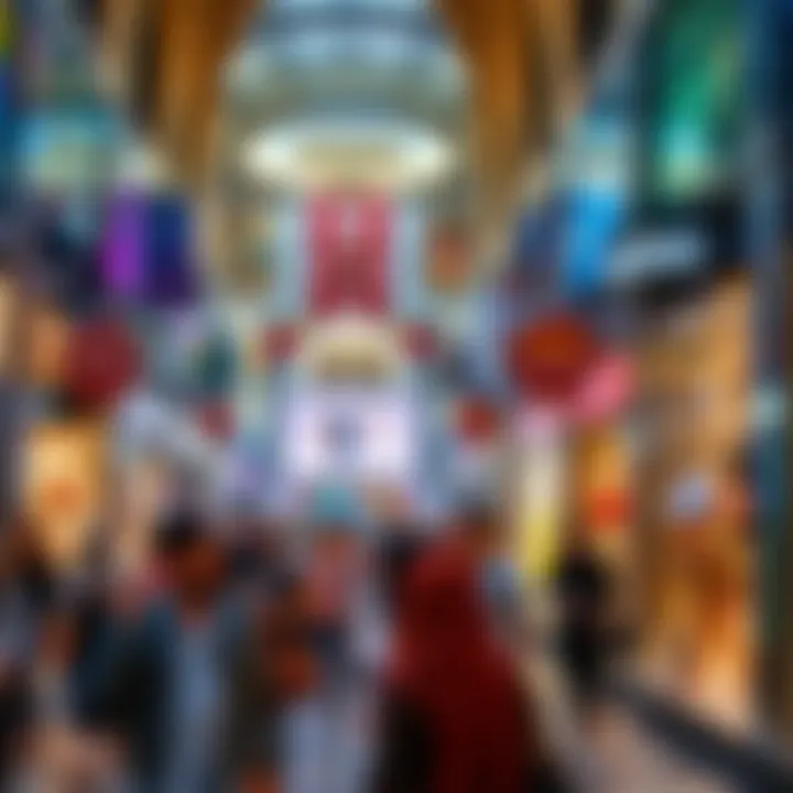 Diverse Retail Experience in Dubai's Shopping Centers Vibrant atmosphere of shoppers exploring various retail outlets in a Dubai mall.