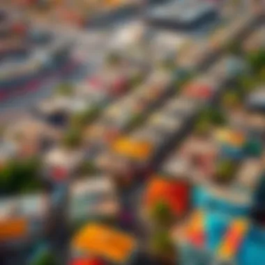 Vibrant Neighborhoods of Dubai Aerial view of a bustling Dubai neighborhood