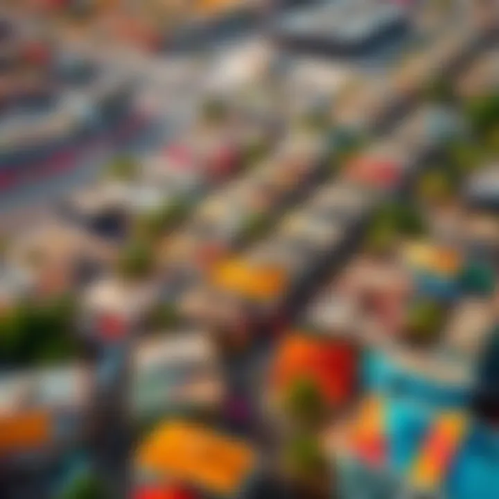 Vibrant Neighborhoods of Dubai Aerial view of a bustling Dubai neighborhood