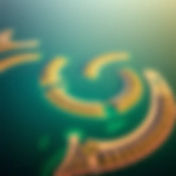 Aerial View of the Unique Shape of Palm Jumeirah Aerial view showcasing the unique shape of Palm Jumeirah