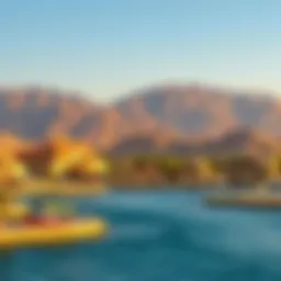 A scenic view of Ras Al Khaimah with mountains in the background